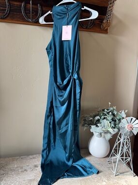 slim fit dress slacks DEAR EMILIA Opulent Events Satin Maxi Dress Champagne main image 1